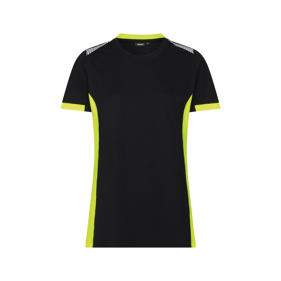 DASSY® Tampico Women Damen-T-Shirt, Logix, Rundhals, COPES 03, Reflexdetails, OEKO-TEX® Standard 100, Art. 710070 schwarz/neongelb L