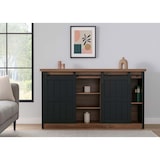 thumbnail of Sideboard HWC-K75, Highboard Étagère Armoire Porte coulissante 7 compartiments Aspect bois Métal industriel 84x150x40cm ~ marron-noir