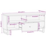 thumbnail of Mueble de TV madera maciza mango marrón y negro 100x33,5x46 cm