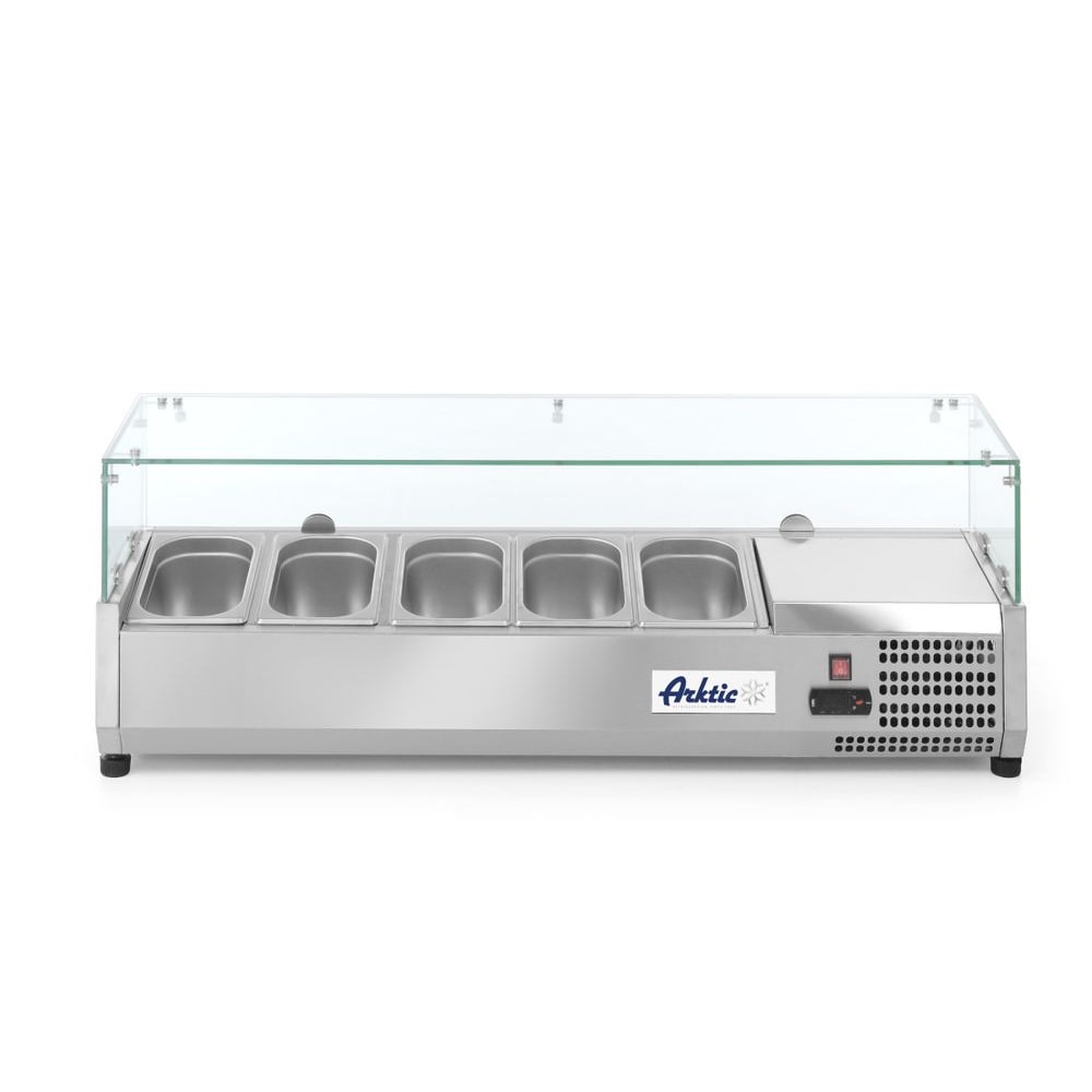 Arktic koelvitrine 5xGN1/4 met gehard hygiënisch deksel 1205x335x460mm