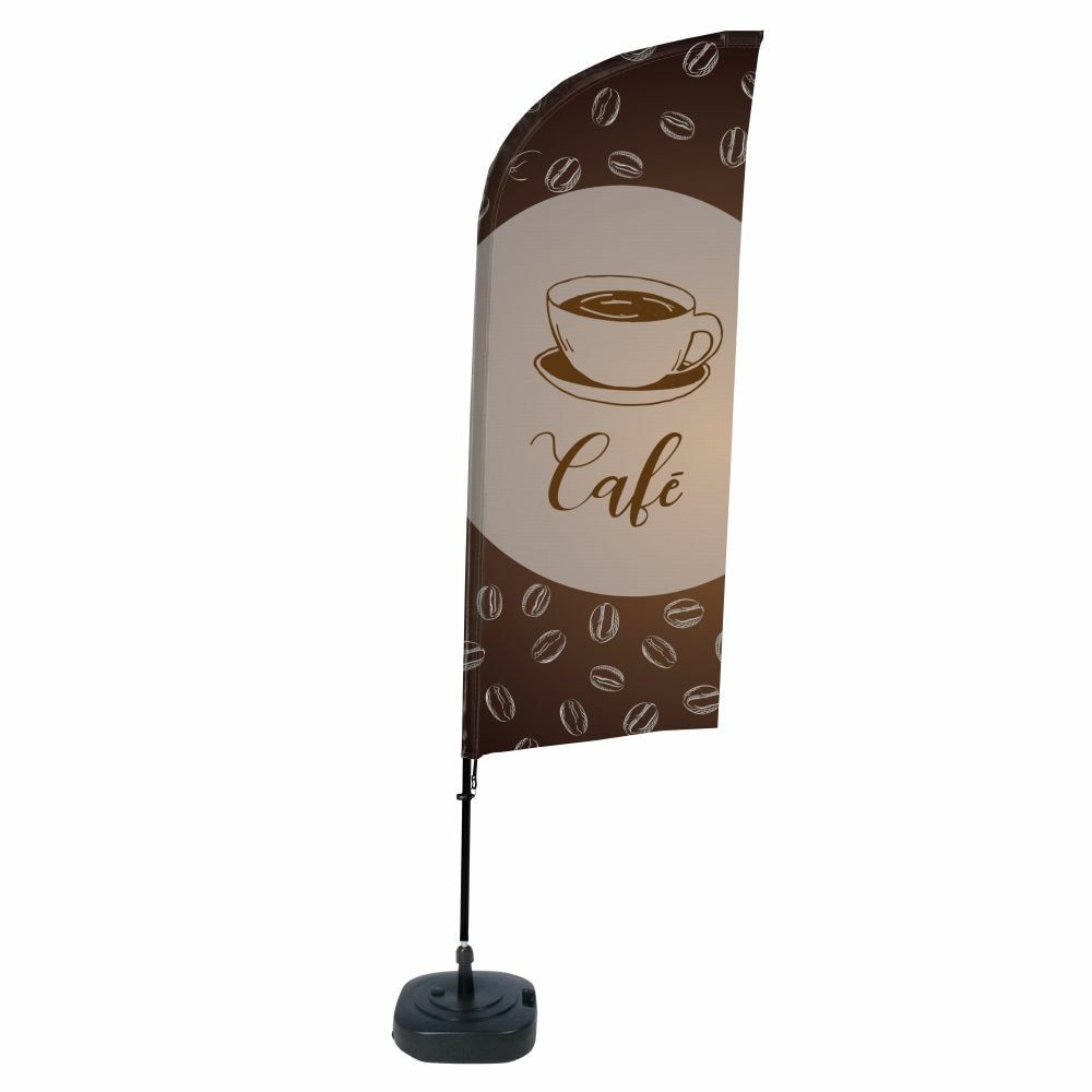 Showdown Displays Beachflag Alu Wind Komplett-Set Kaffee Französisch