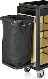 thumbnail of WAS Germany - Zimmerservicewagen Isabella, 1 Wäschesack, 95 x 54 x 116 cm, schw. Kantenprofile/helle Holzoptik