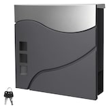 thumbnail of ECD Germany Briefkasten Anthrazit/Silber 37 x 10,5 x 36,5 cm Edelstahl, mit Zeitungsfach & Sichtfenster, inkl. 2 Schlüssel, Wandbriefkasten