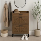 thumbnail of Schuhkipper HWC-P45, Schuhregal Schuhschrank, 2 Kippfächer Ablage Schublade MDF 95x60x24cm ~ braun