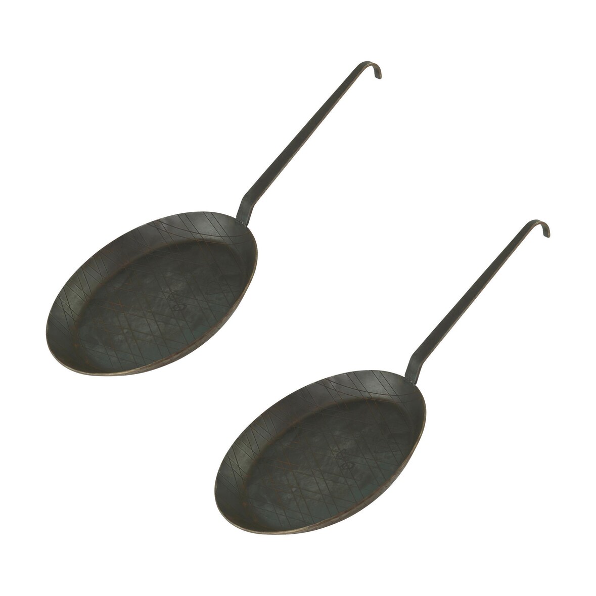 Schmiedeeiserne Brat- und Servierpfanne 2 Stück Ø 24 cm mit Hakenstiel