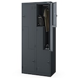 thumbnail of Umkleideschrank Spind OSLO - 4 Abteile mit Lüftungsschlitze | Umkleidespind Metall Schließfachschrank Garderobenspind, 185x80x45cm Anthrazit