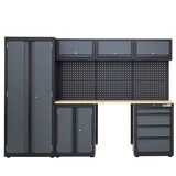 thumbnail of Werkstattwand 13-tlg. modulares Werkstattschranksystem aus Stahl mit Holzarbeitsplatte in Anthrazit