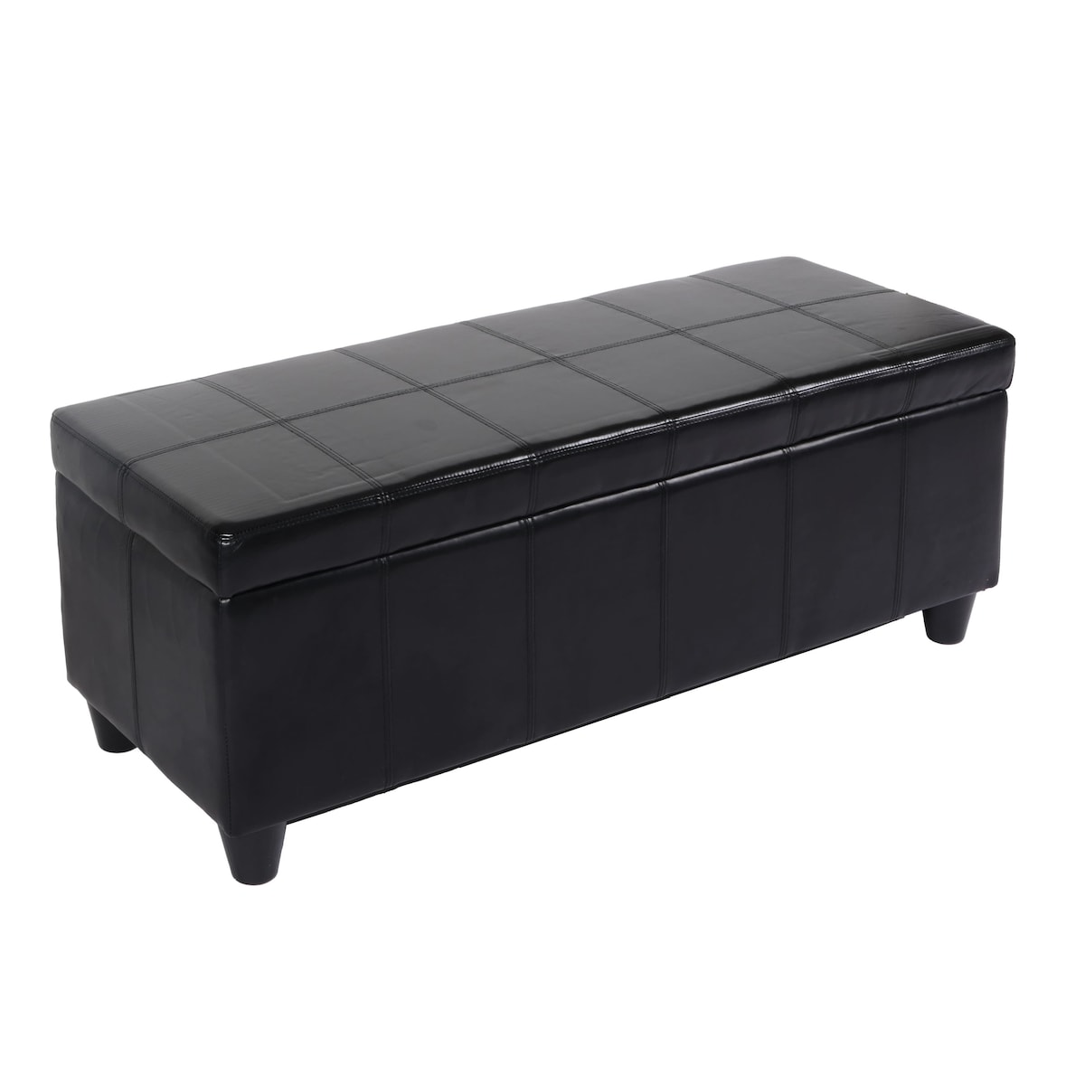 Banco corrido COM arrumação Couro Kriens + imitação de couro 112x45x45cm certificado pelo FSC® ~ preto