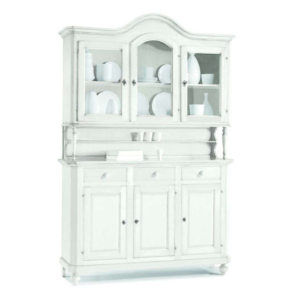 shopinnovativo -Cristalliera 8 ante 4 cassetti, in stile classico in legno e mdf con rifinitura in noce bianca 196x43x218 H