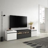 thumbnail of Mueble TV, Televisión, 200x35x45cm, Para TV hasta 80", Chimenea eléctrica, Blanco y negro  _ 50_21
