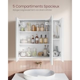 thumbnail of Helloshop26 - Armoire murale salle de bain placard avec miroir meuble de rangement 3 portes 60 x 15 x 55 cm avec étagère réglable 12_0004041