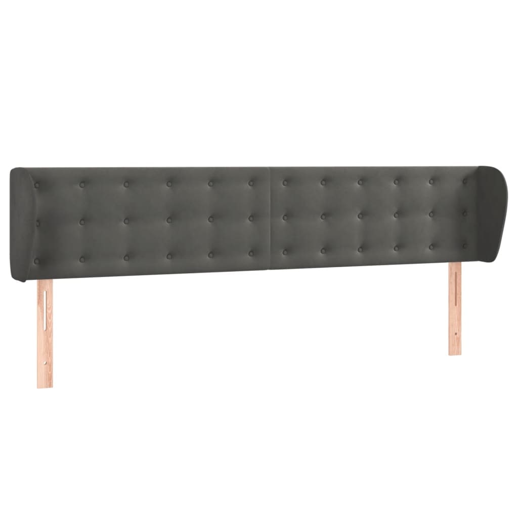 vidaXL Kopfteil mit Ohren Dunkelgrau 203x23x78/88 cm Samt