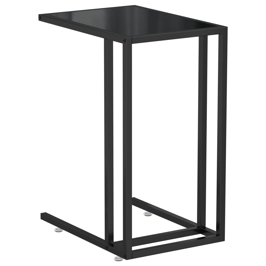 Décoshop26 - Table d'appoint table d'ordinateur bout de canapé 50 x 35 x 65 cm verre trempé noir et fer DEC032518