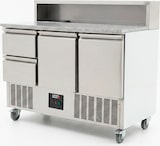 thumbnail of Romux® Saladette und Pizzatisch 2 Türen 2 Schubladen 136x70 cm für 8 GN 1/6 Behälter mit Marmorplatte und Stahlhaube | Kühltisch