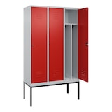 thumbnail of C+P Spind Classic PLUS, Gestell, 3 Abteile, HxBxT 212x120x50cm, Zylinderschloss, Hellgrau/Rot von PROREGAL