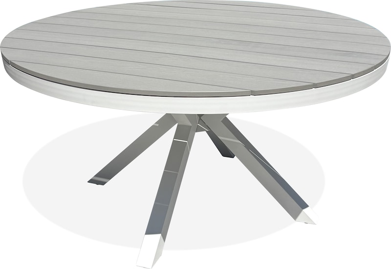 Weißer Aluminium-Gartentisch mit Tischplatte aus Polywood (142 x 74 cm) - ELBA