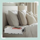 thumbnail of Relaxdays Nachttisch klemmbar, 2er Set, Bambus, HxBxT: 14 x 37 x 26,5 cm, Schublade, Bettablage zum Einhängen, weiß