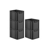 thumbnail of PROREGAL SparSet 5x Eurobox NextGen Color, HxBxT 32x30x40cm, 30 Liter, Griffe schwarz zu, Schwarz, Eurobehälter, Transportbehälter