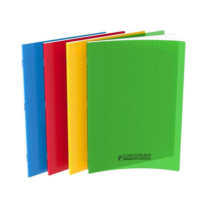 Lot de 20 Cahier Classique PP piqué 24x32, 48p./24 feuilles 90g/m², Séyès, coloris assortis (4)