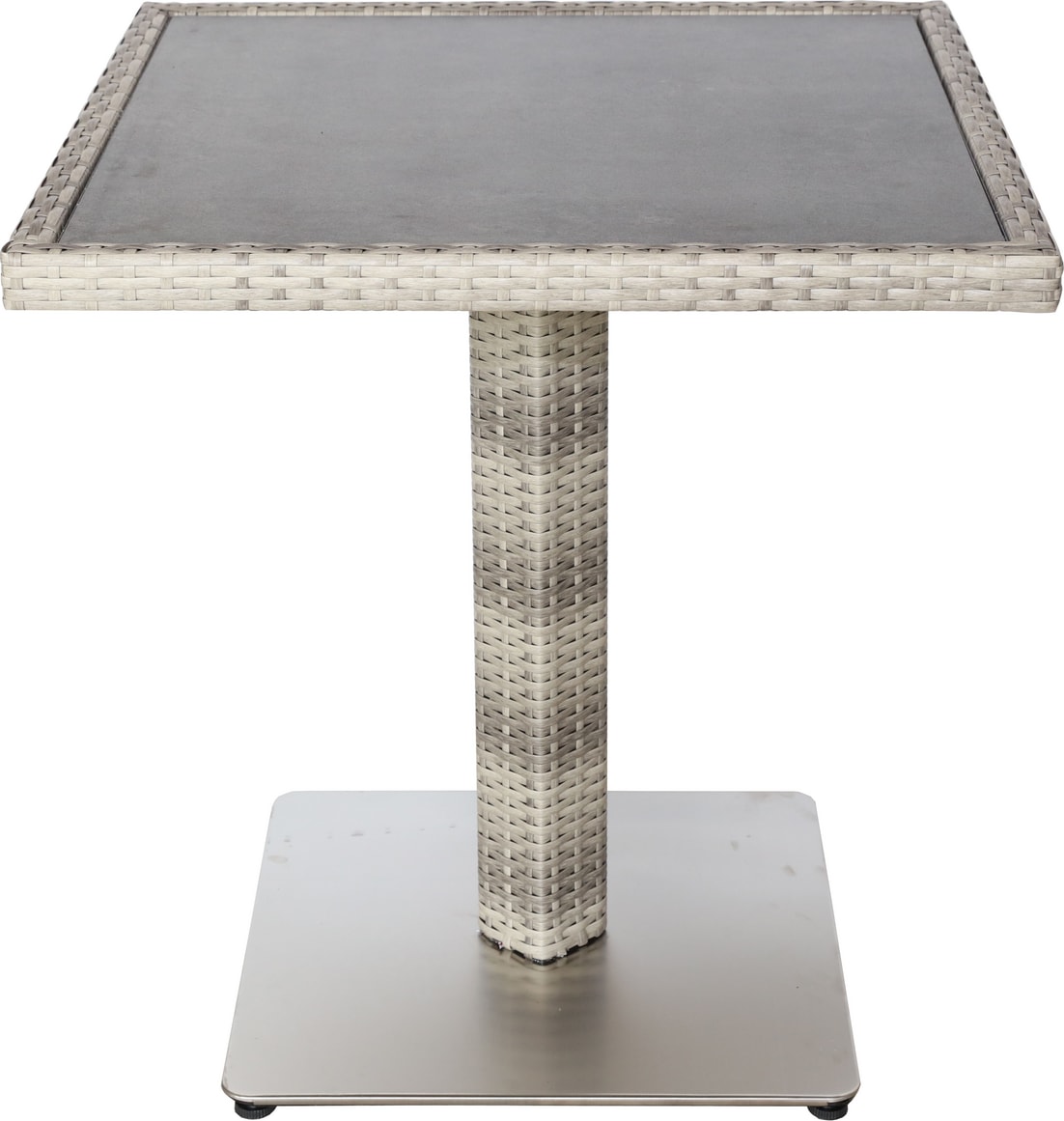 METRO Professional eettafel Barbados, aluminium/ PE-rotan, 70 x 70 x 75 cm, DPC tafelblad in steenlook, weerbestendig, steen