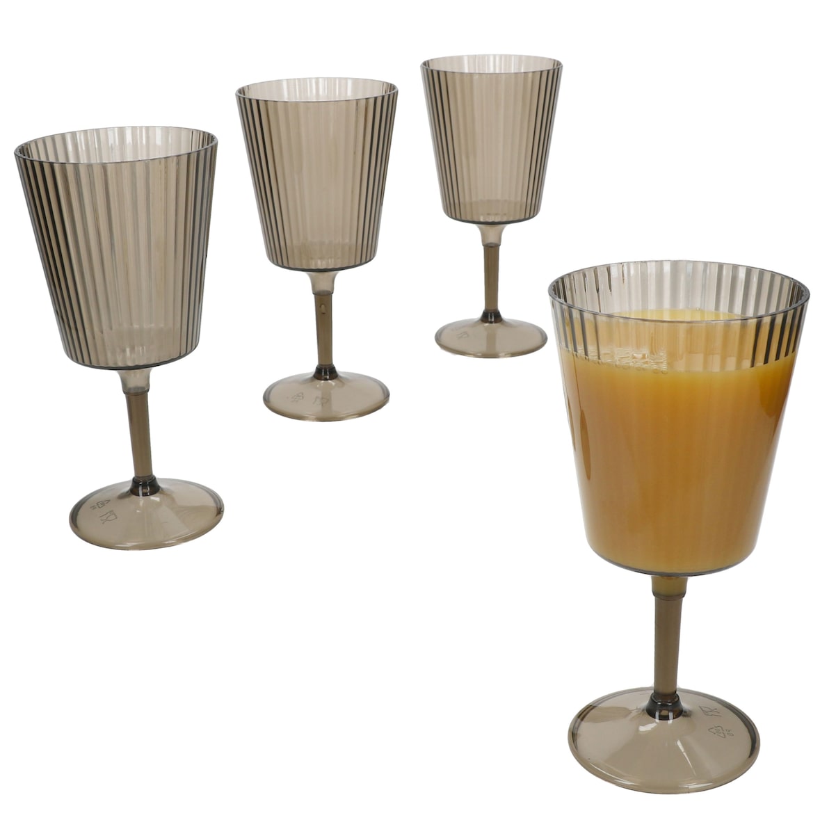 4er Set ToGo Weingläser Grau aus Kunststoff - 10489