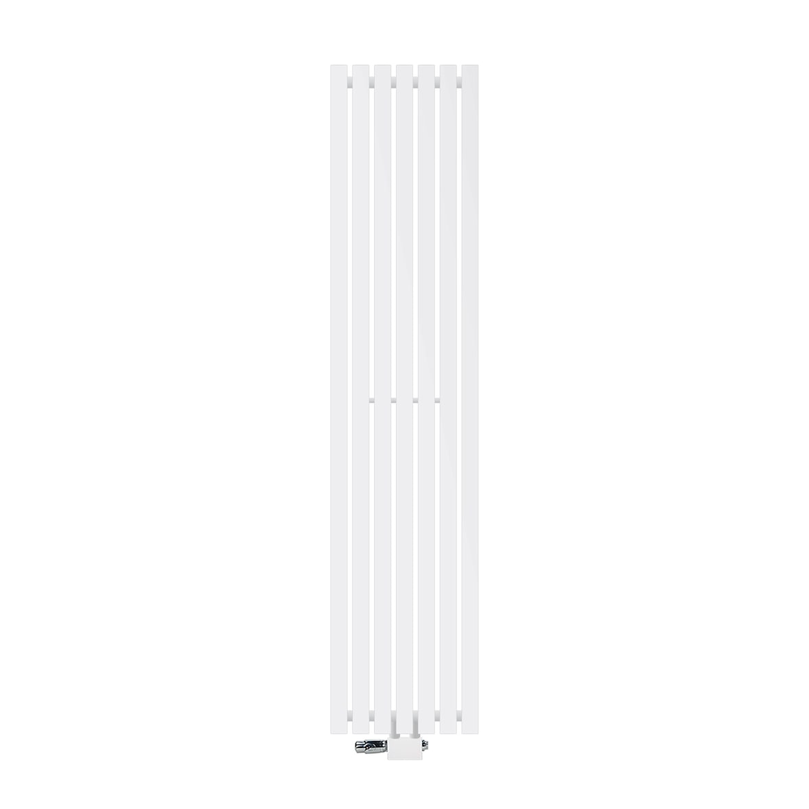LuxeBath Badheizkörper Stella 370x1600mm Weiß Mittel mit Anschlussgarnitur Thermostat Universal Handtuchwärmer Handtuchtrockner