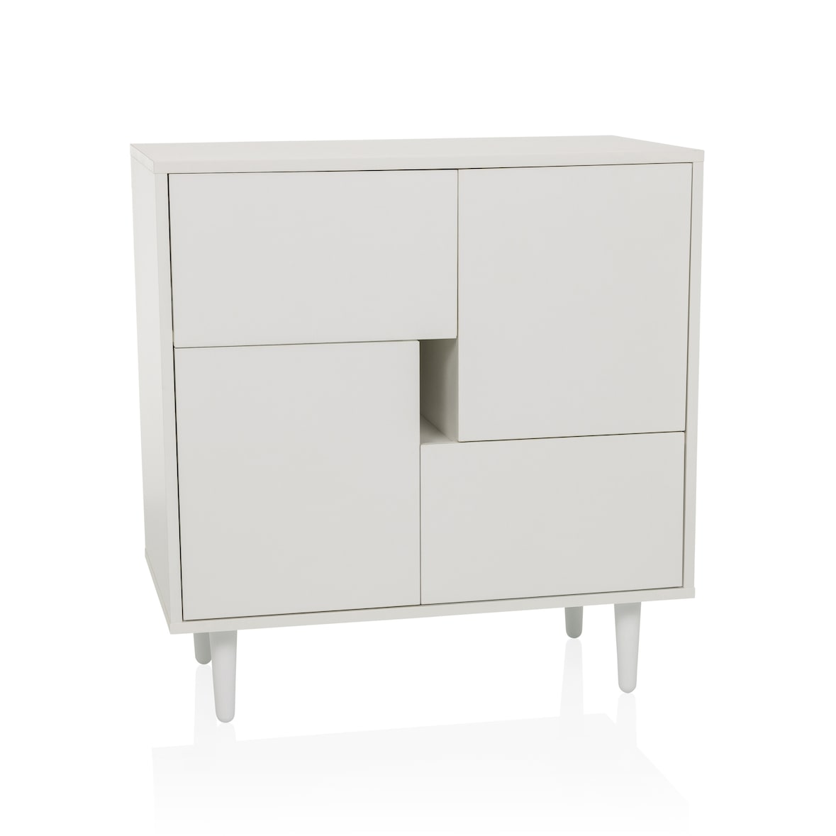 Sideboard / Kommode LYKKJA 77x39,5x72 cm 2 Schubladen 2 Türen weiß hjh LIVING
