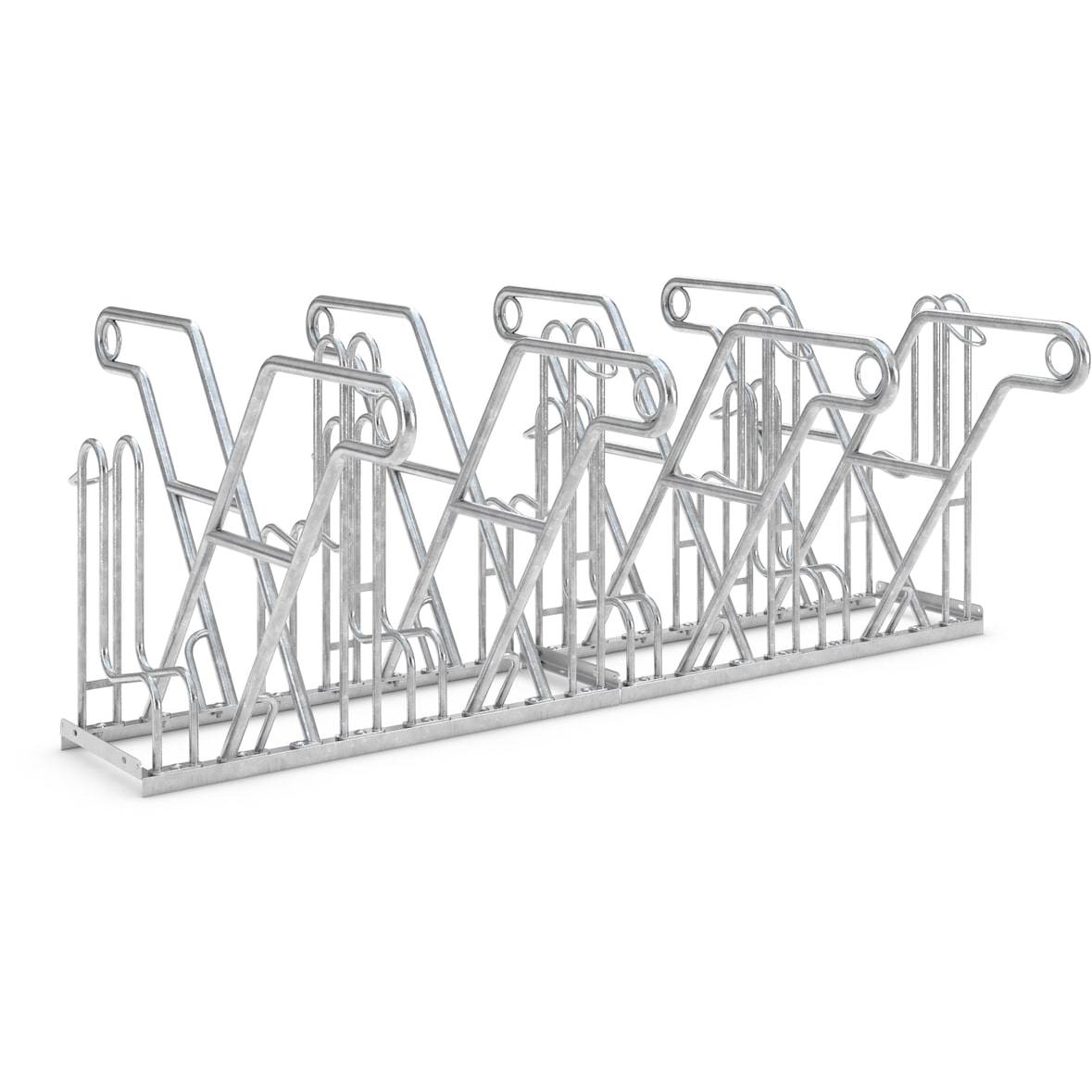 Anlehnparker 4618 XBF | Fahrradständer beidseitig | für 8 extra breite Fahrräder | Abwechselnde Hoch-/Tiefeinstellung | erweiterbar