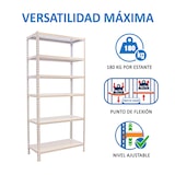 thumbnail of SimonRack Estanteria Metalica, 2500x900x400 mm, 6 Alturas, Bandeja Metal, 180 kg de Punto Flexión, Estanterias Almacenaje, Blanco - Simonclick