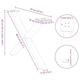 thumbnail of vidaXL Couchtischbeine X-Form 2 Stk. Naturstahl 70x(42-43) cm Stahl