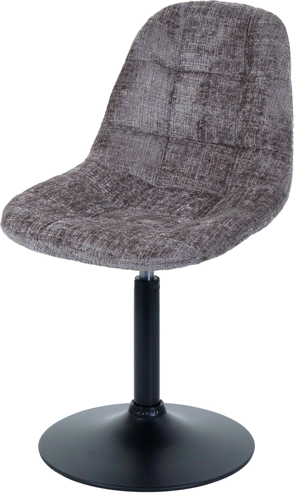 Décoshop26 - 360° drehbarer Esszimmerstuhl mit braunem Chenille-Stoffbezug und mattschwarzen Stahlbeinen 04_0009896