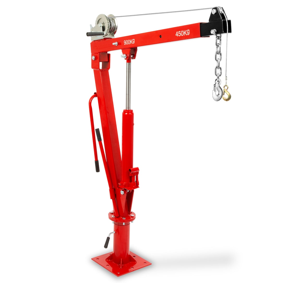 EBERTH Pick Up Kran mit 900 kg Traglast, Seilwinde, 360° Drehkranz, klappbar, stabiler Standfuß, Lasthaken & 1750 mm Hubhöhe