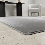 thumbnail of Teppich Kurzflor Unifarben Polyester Antirutsch Wohnzimmer Silber Rund 80x80 | Kadima Design