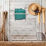 thumbnail of Relaxdays Schlauchtrommel Edelstahl, Schlauchaufroller leer, Boden & Wand, für 40m Gartenschlauch, Schlauchrolle, silber