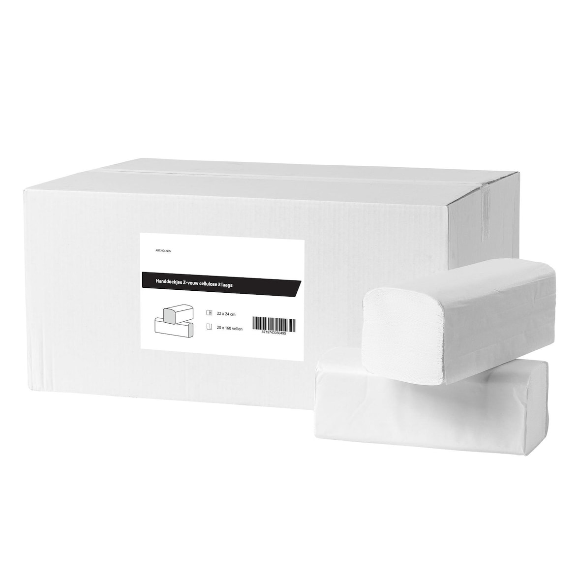 3200 Papierhandtücher | Z-Falz | Zellstoff | 2-lagig | 22 x 24cm | Handtücher
