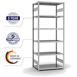 thumbnail of PROREGAL Fachbodenregal Stecksystem | Grundregal | HxBxT 250x100x60cm | 6 Ebenen | Fachlast 140 kg | Beidseitig nutzbar | Verzinkt
