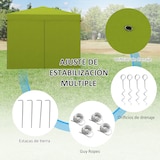thumbnail of Tenda Dobrável 3x3 m Tenda de Jardim com 4 Paredes Laterais 2 Janelas de Malha Altura Ajustável Impermeável e Anti-UV Verde