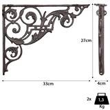 thumbnail of 2x Regalwinkel Wandregal 27 x 33 cm Regalträger Halter Wandträger aus Gusseisen braun