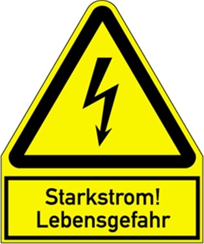 Aufkleber Starkstrom! Lebensgefahr, Kombischild, Folie, 200x244 mm
