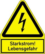 thumbnail of Aufkleber Starkstrom! Lebensgefahr, Kombischild, Folie, 200x244 mm