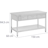 thumbnail of Royal Catering Edelstahl-Arbeitstisch - PREMIUM - 150 x 60 cm - 400 kg - 3 Schubladen -