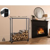 thumbnail of DELUKE® Kaminholzregal innen Metall BETTA mit Rollen, 25x60x100 Brennholzregal innen Kaminholzständer Kaminholzhalter Feuerholzregal