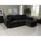 thumbnail of Canapé d'angle convertible et réversible en tissu noir Omega