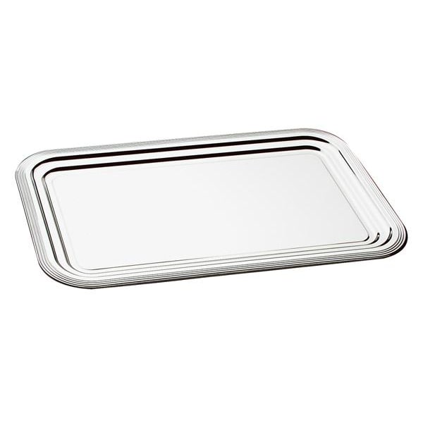 APS 00399 Lot de 48 plateaux buffet en métal chromé 41 x 31 cm, H 1,5 cm