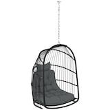 thumbnail of Hängesessel Rattan Optik Dunkelgrau 74x68x105 cm faltbar mit 10 cm Polster und Kopfkissen, Stahlrahmen, 360 Grad Drehhaken, bis 150 kg