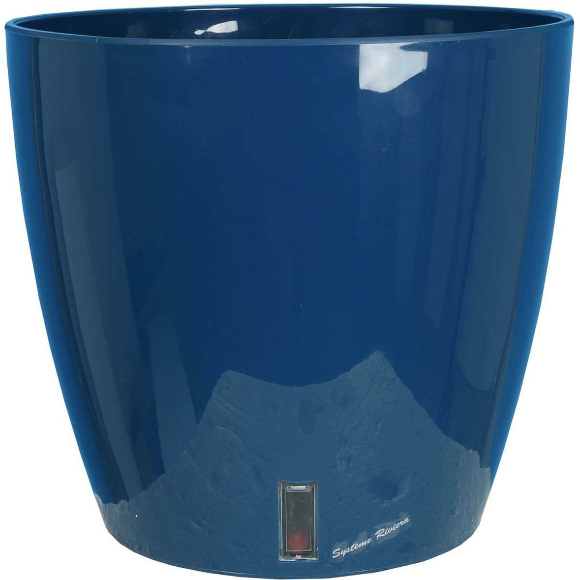 Pot en plastique rond avec réserve d'eau 30 cm Eva bleu Riviera
