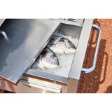 thumbnail of METRO PROFESSIONAL 4 hoofd- en zijbranders gasgril, 182 x 66 x 125 cm, 2 zijtafels, verrijdbaar, beschermhoes, roestvrij staal, zilver