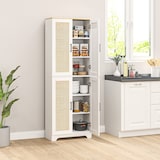 thumbnail of HOMCOM alacena de cocina mueble auxiliar de cocina con estantes ajustables puertas de ratán y sistema anti-vuelco 60x30x170 cm blanco