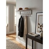 thumbnail of Wandgarderobe Metall Silber 74,5x29x30 cm Flurgarderobe mit Ablage, Design Hakenleiste Wandpaneel Stahl, Garderobe Wand mit Hutablage,