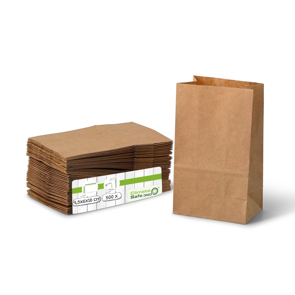 greenbox - Bolsas tipo bloque S, 9,5 x 6 x 16 cm, marrón, papel kraft, 500 unidades.